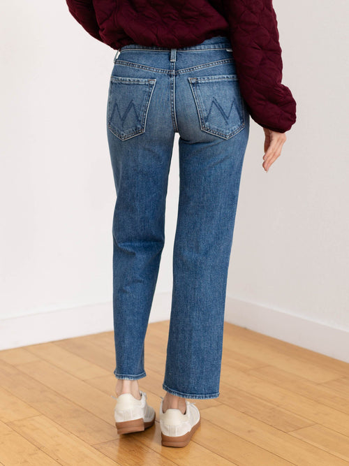 medium wash straight leg denim