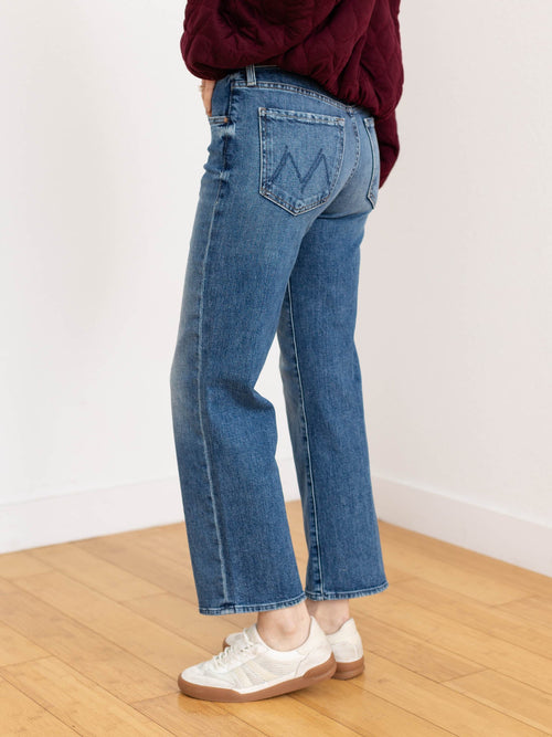 medium wash straight leg denim