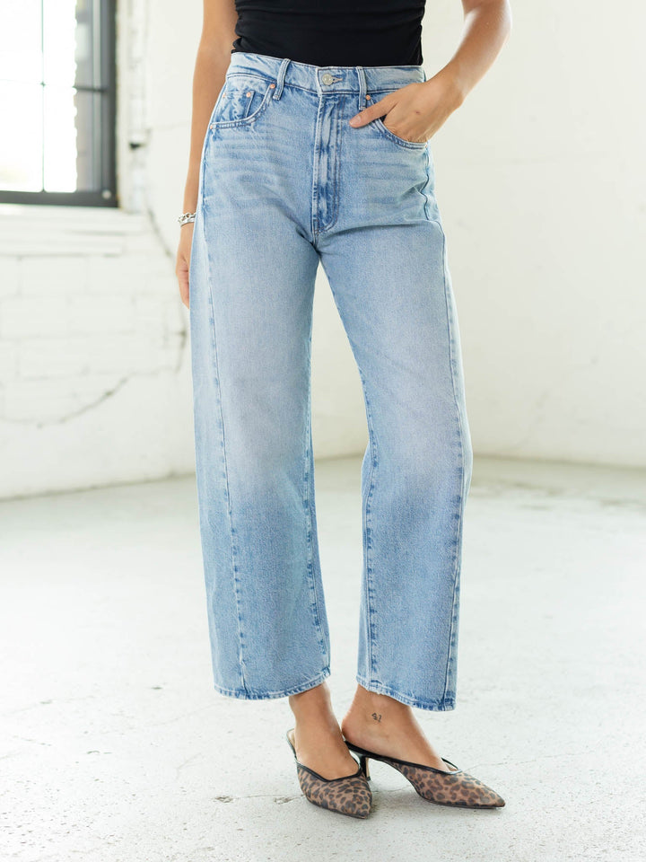 light wash barrel ankle denim