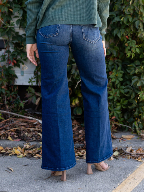 wide leg dark mother denim