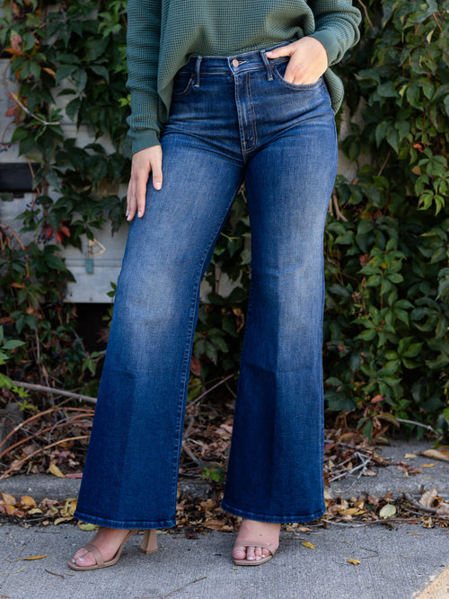 wide leg dark mother denim