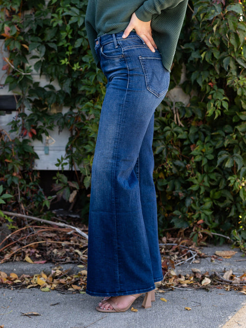 wide leg dark mother denim