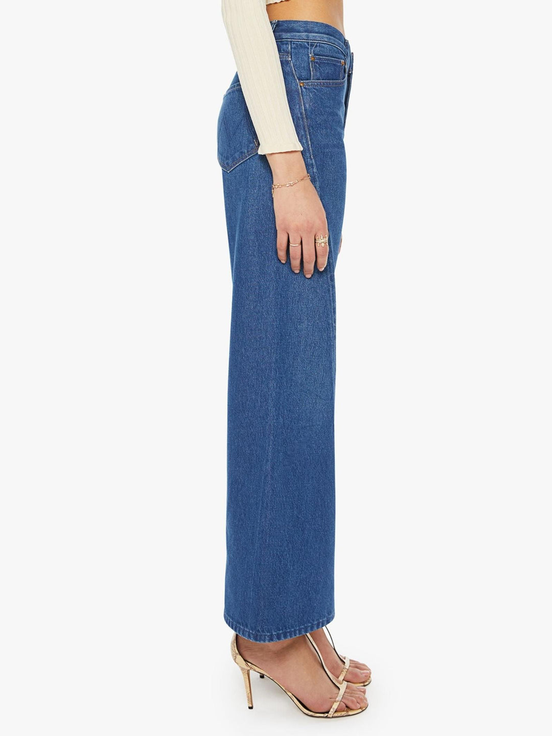 wide leg curved seam denim jeans