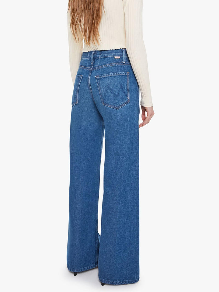 wide leg curved seam denim jeans