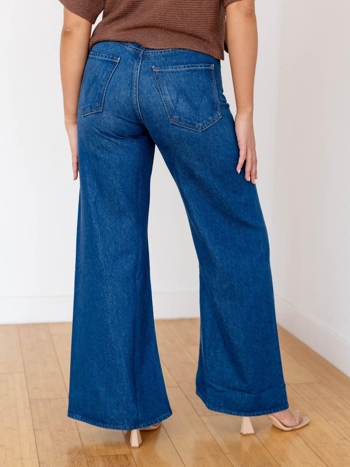 wide leg curved seam denim jeans
