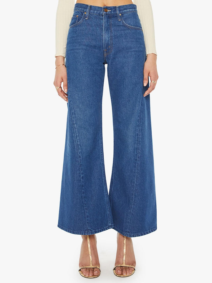 wide leg curved seam denim jeans