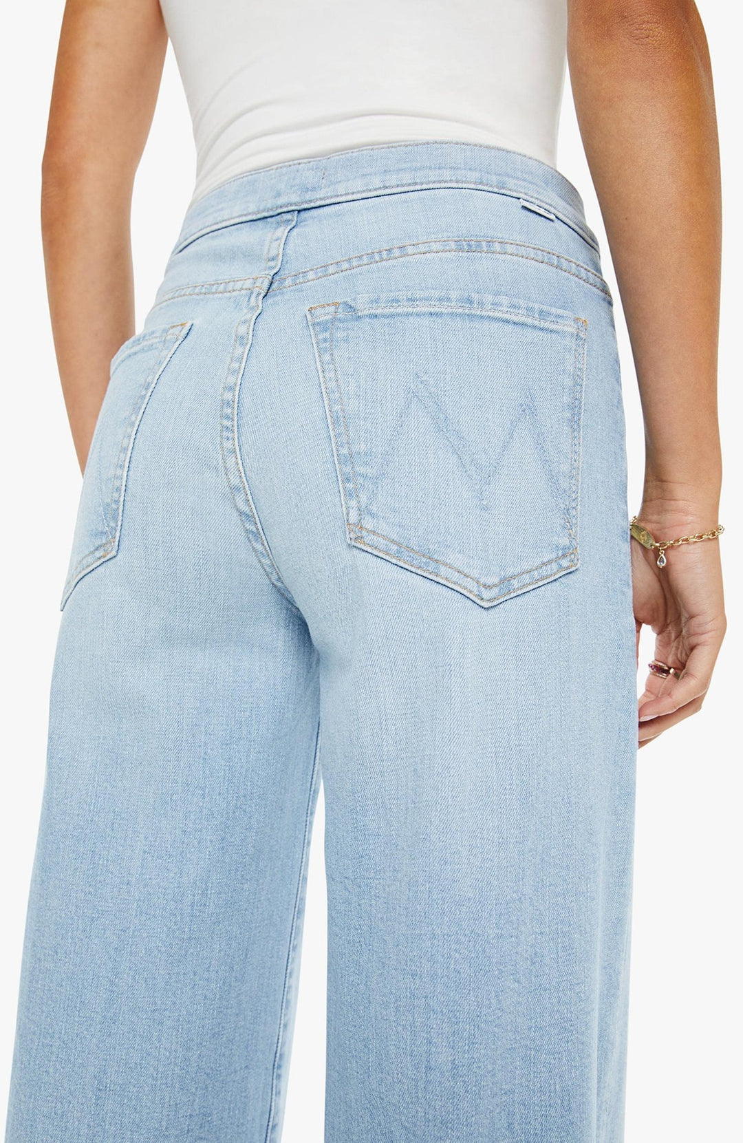 mother wide leg light wash denim