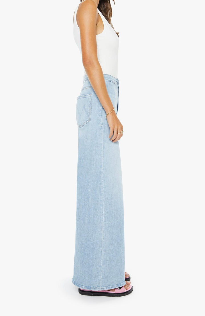mother wide leg light wash denim