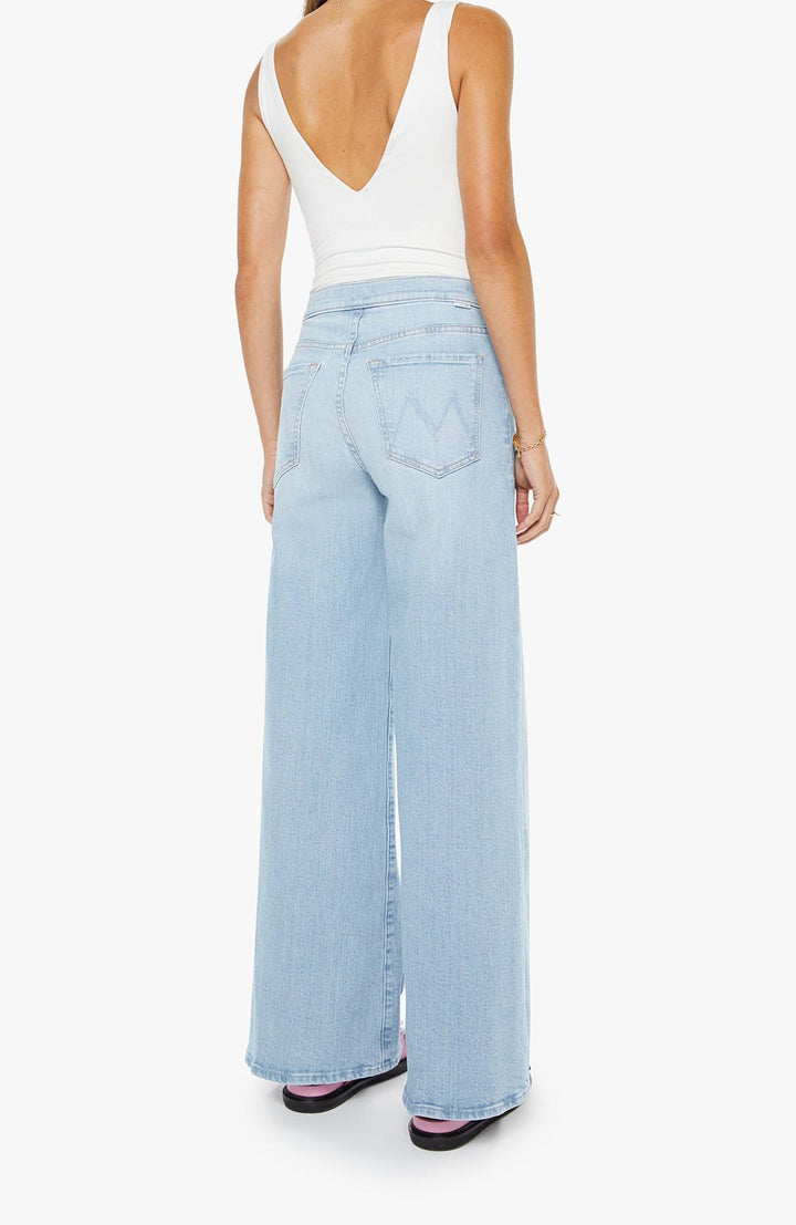 mother wide leg light wash denim