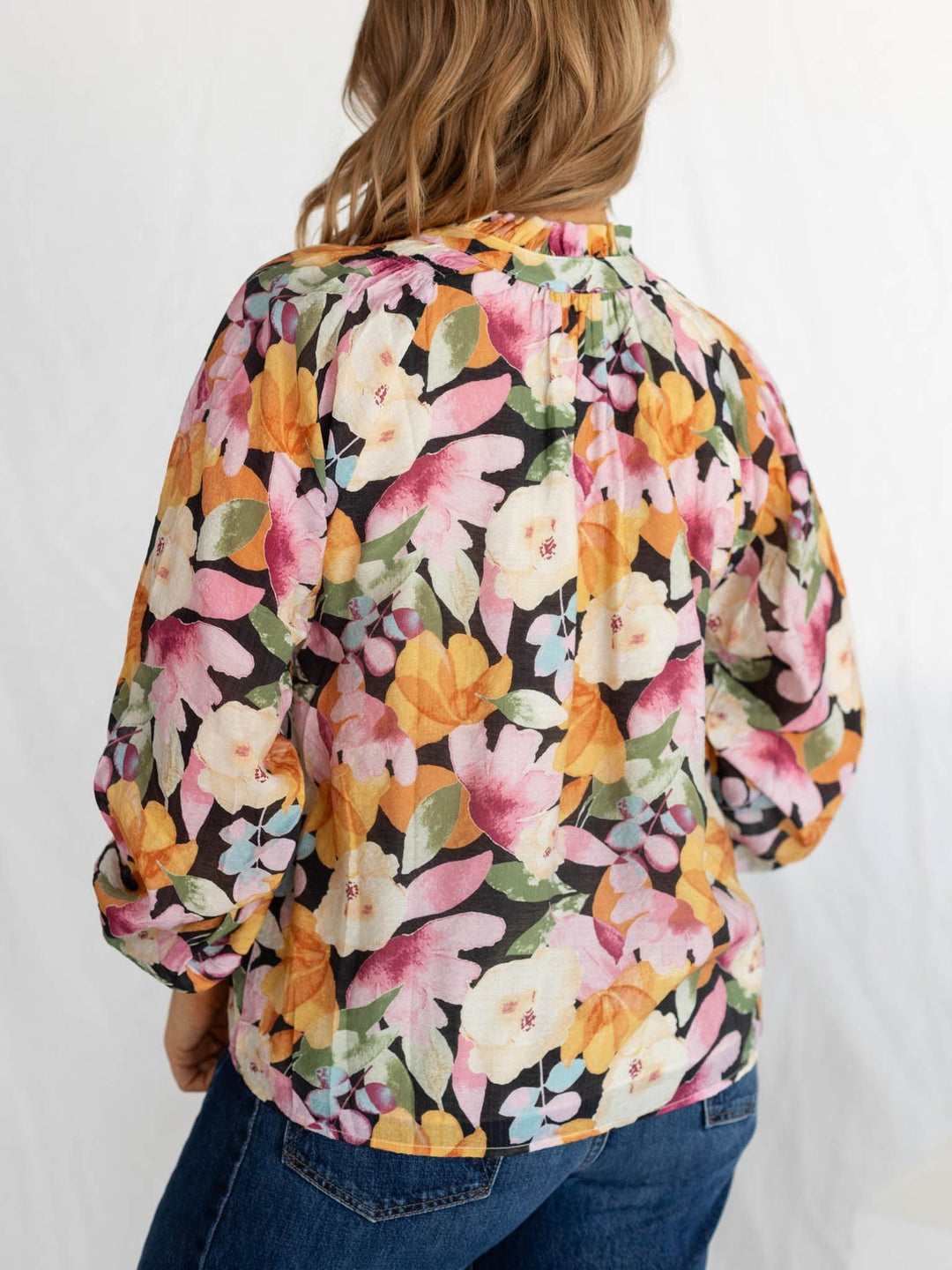 floral tie neck blouse