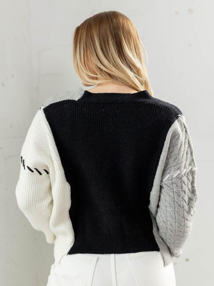 patchwork v neck cardigan