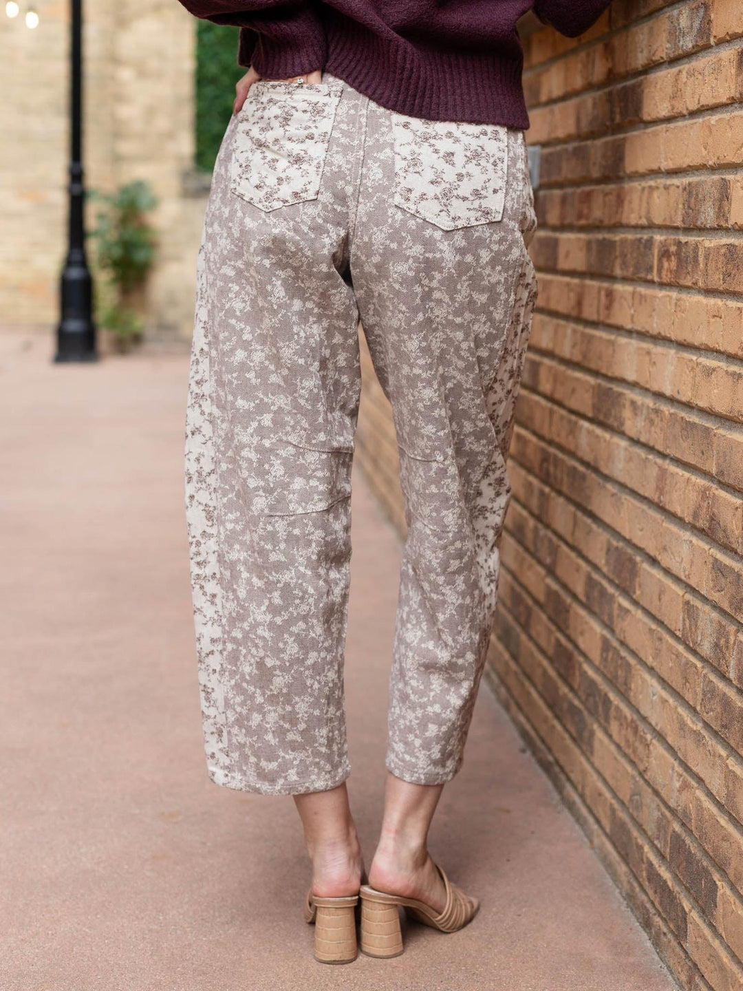 Mystree Jacquard Dusty Floral Barrel Pant