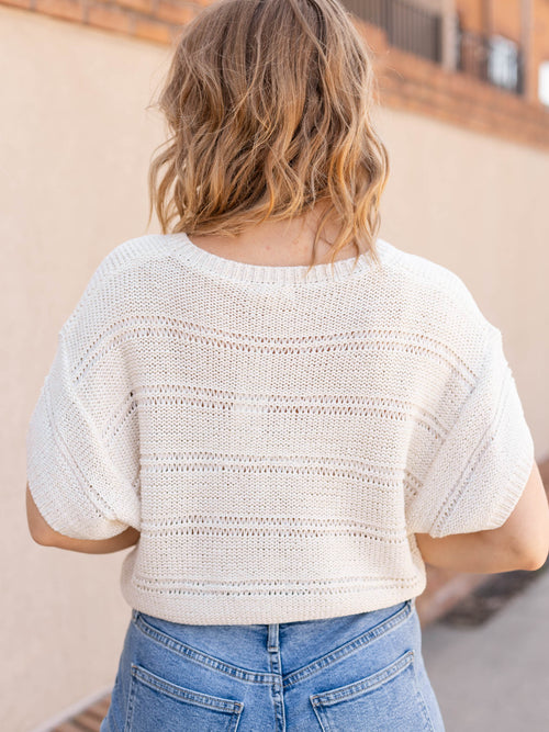 open knit cream boxy sweater