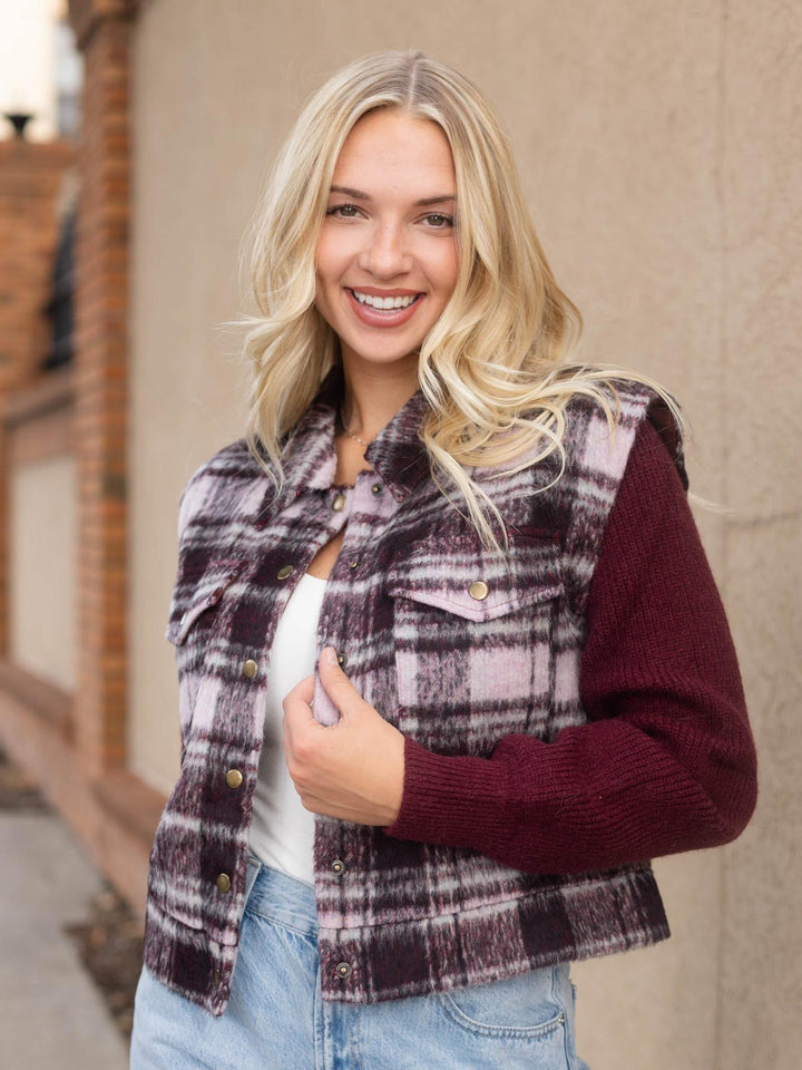 Mystree Mixed Media Sweater Jacket