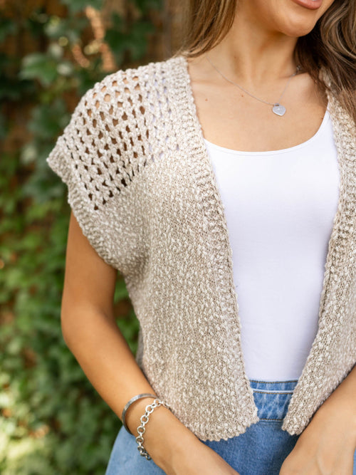 open knit open front cardigan