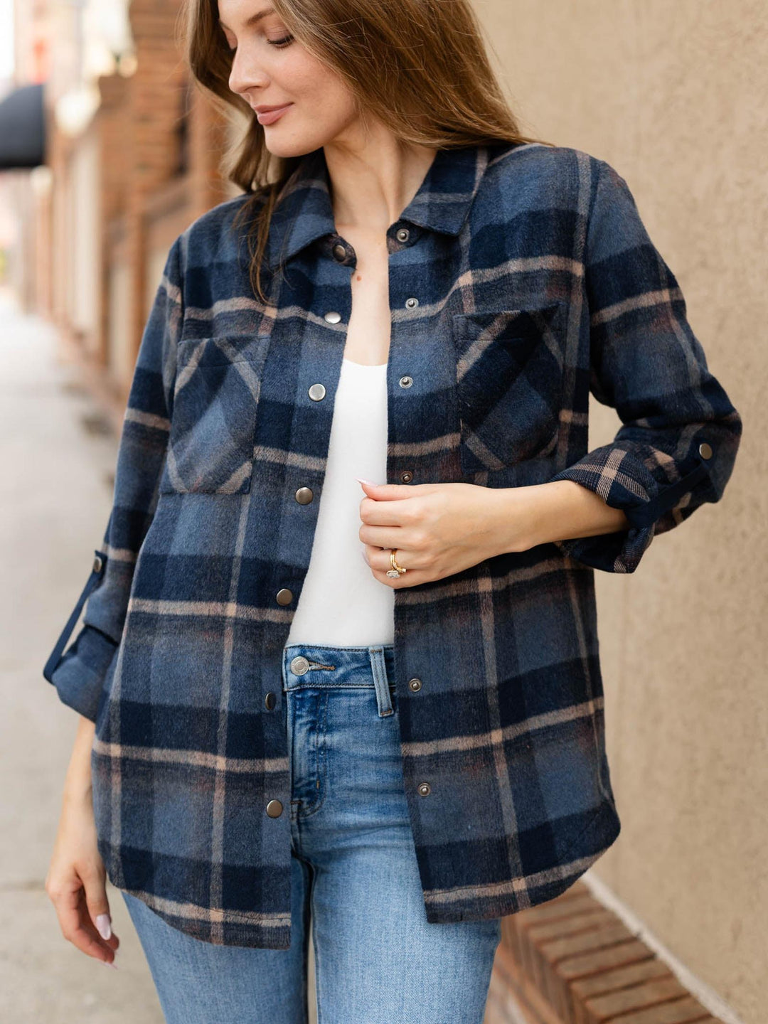 Mystree Perfect Plaid Shirt Jacket