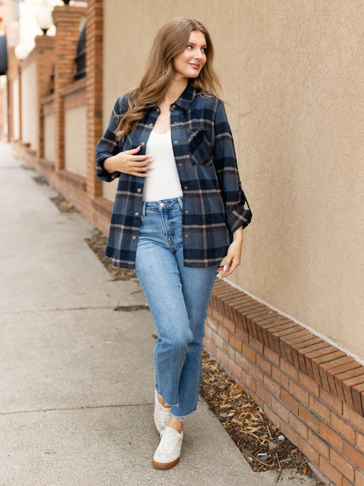 Mystree Perfect Plaid Shirt Jacket