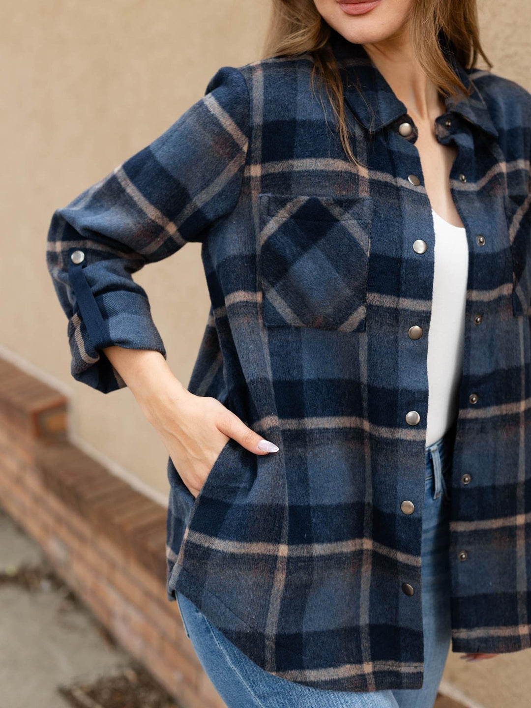 Mystree Perfect Plaid Shirt Jacket
