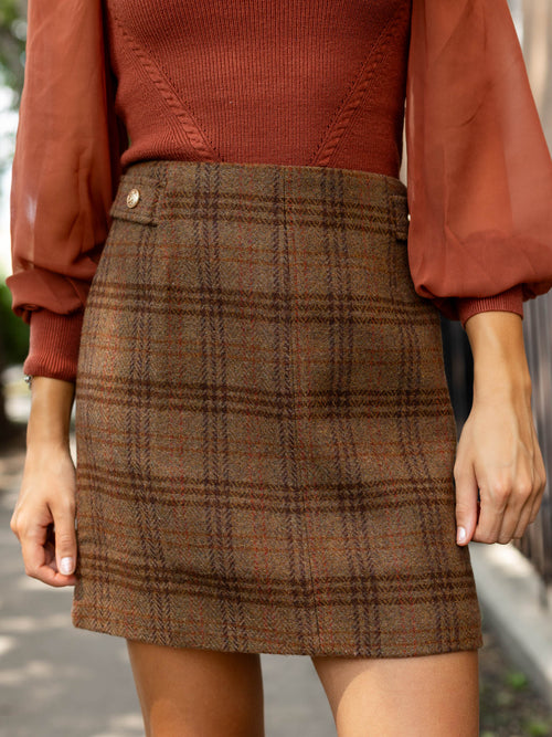 brushed plaid mini skirt