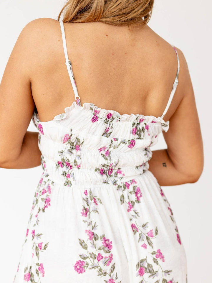 white floral mesh dress