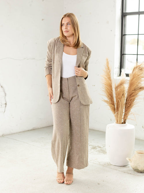 tan sparkle wide leg trouser