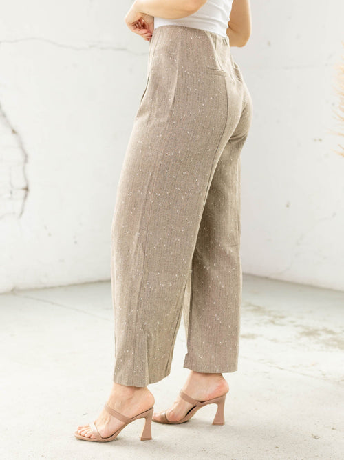 tan sparkle wide leg trouser
