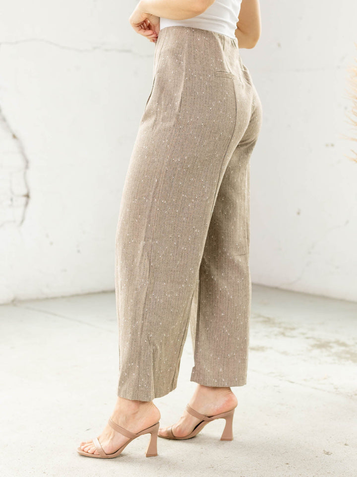 tan sparkle wide leg trouser