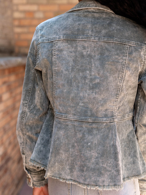 washed corduroy peplum jacket