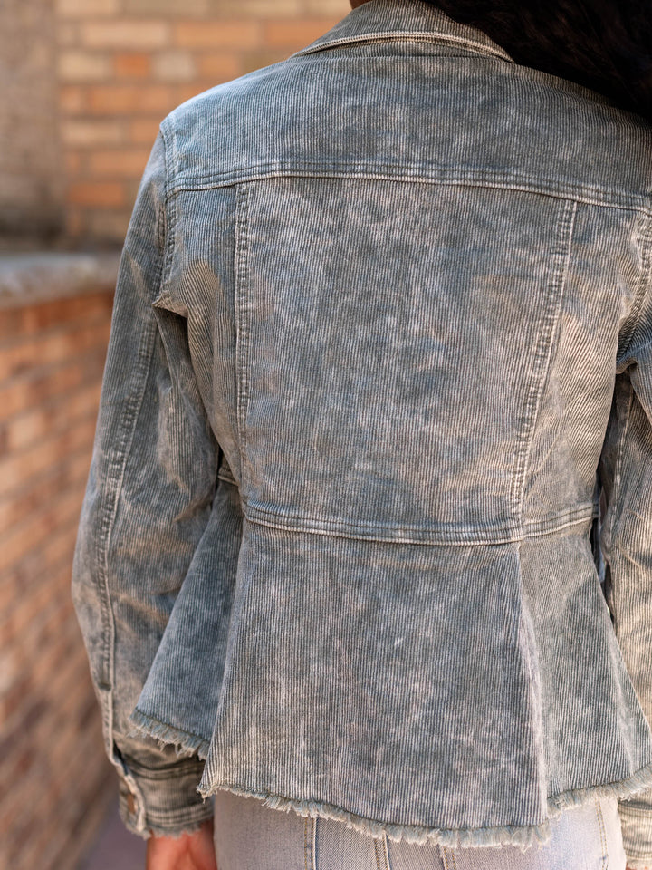 washed corduroy peplum jacket