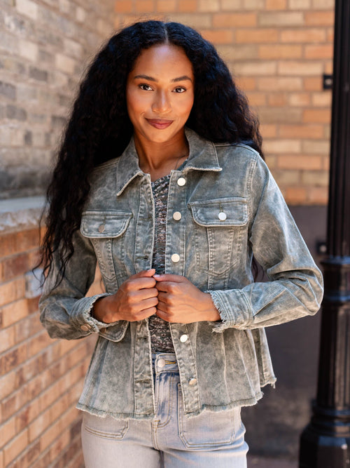 washed corduroy peplum jacket