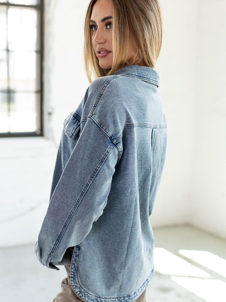 Mystree Washed Knit Denim Jacket