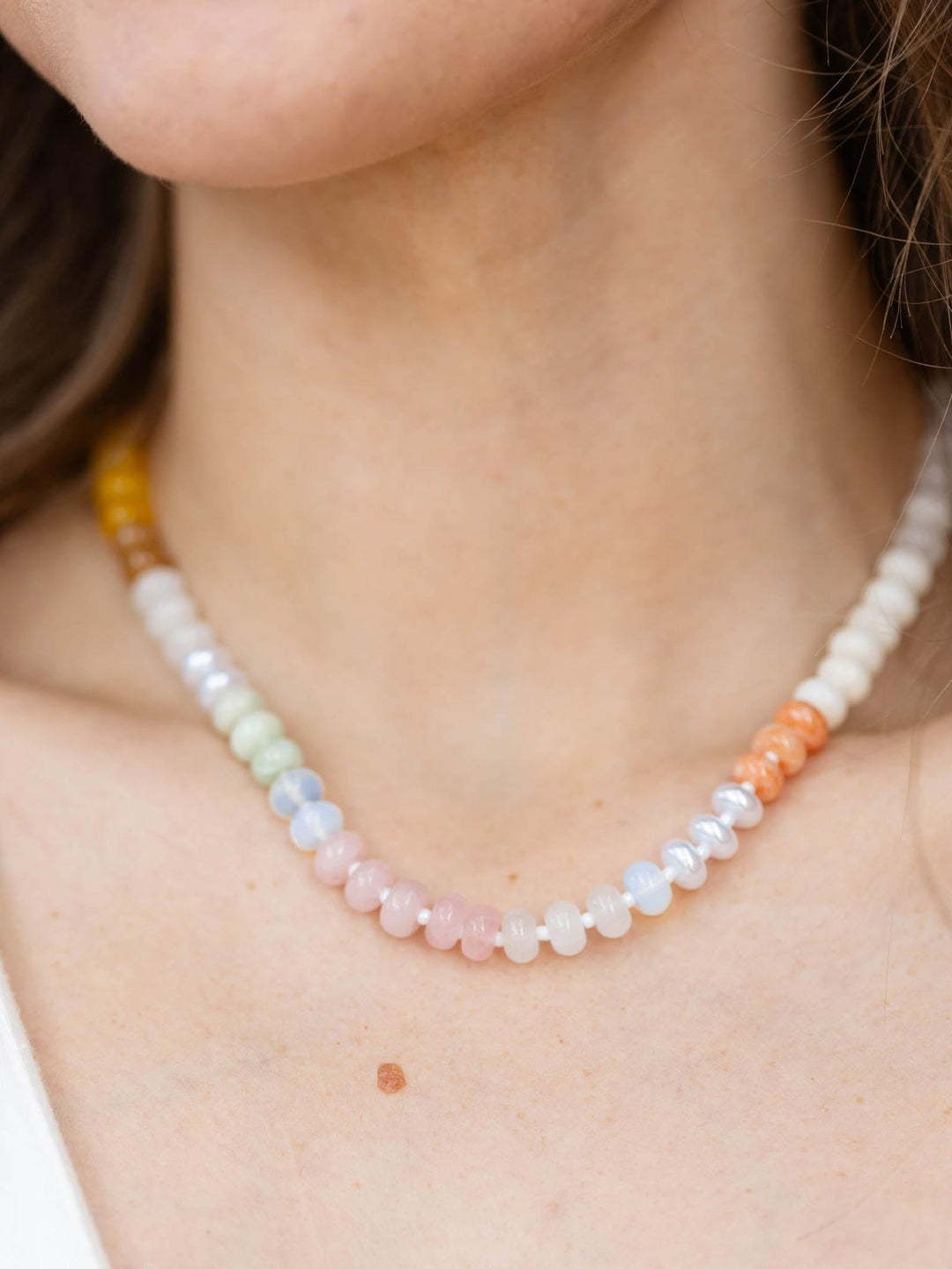 Natural Agate Beaded Necklace