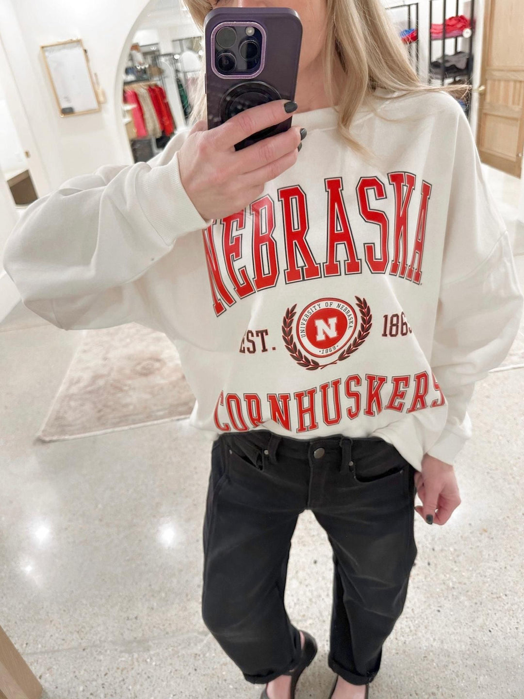 white nebraska sweatshirt