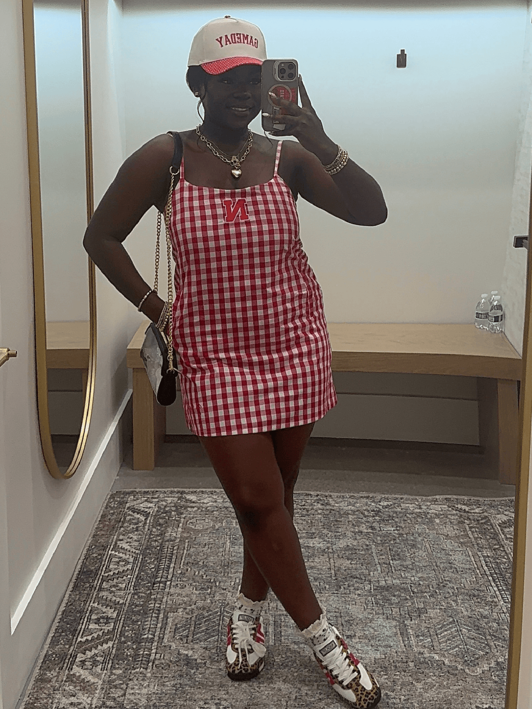 Nebraska Logo Gingham Skort Dress
