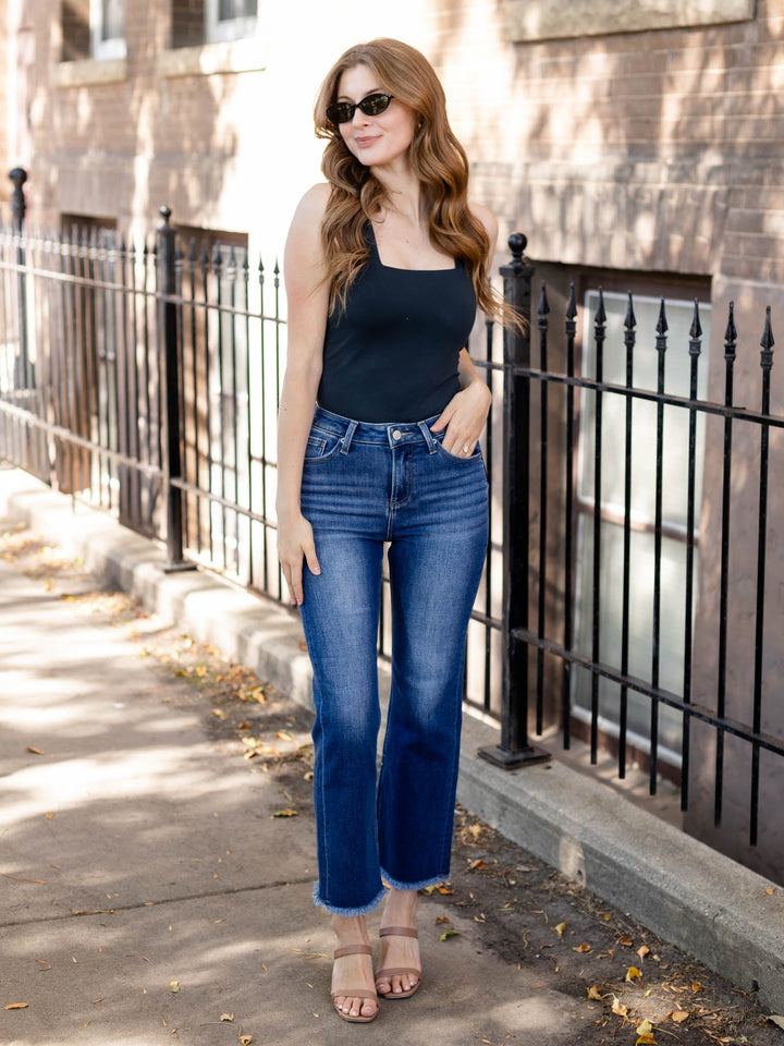 dark green square neck tank