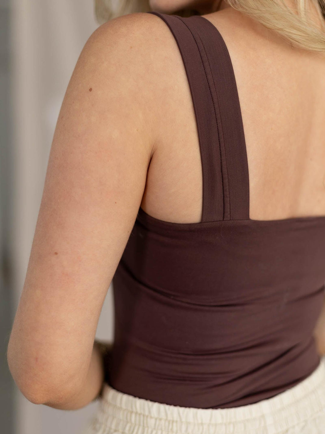 brown tank top