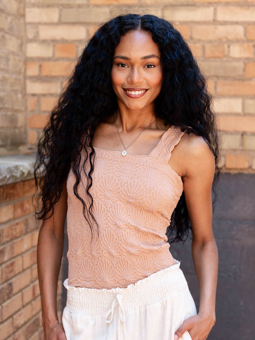 light mocha textured tank top