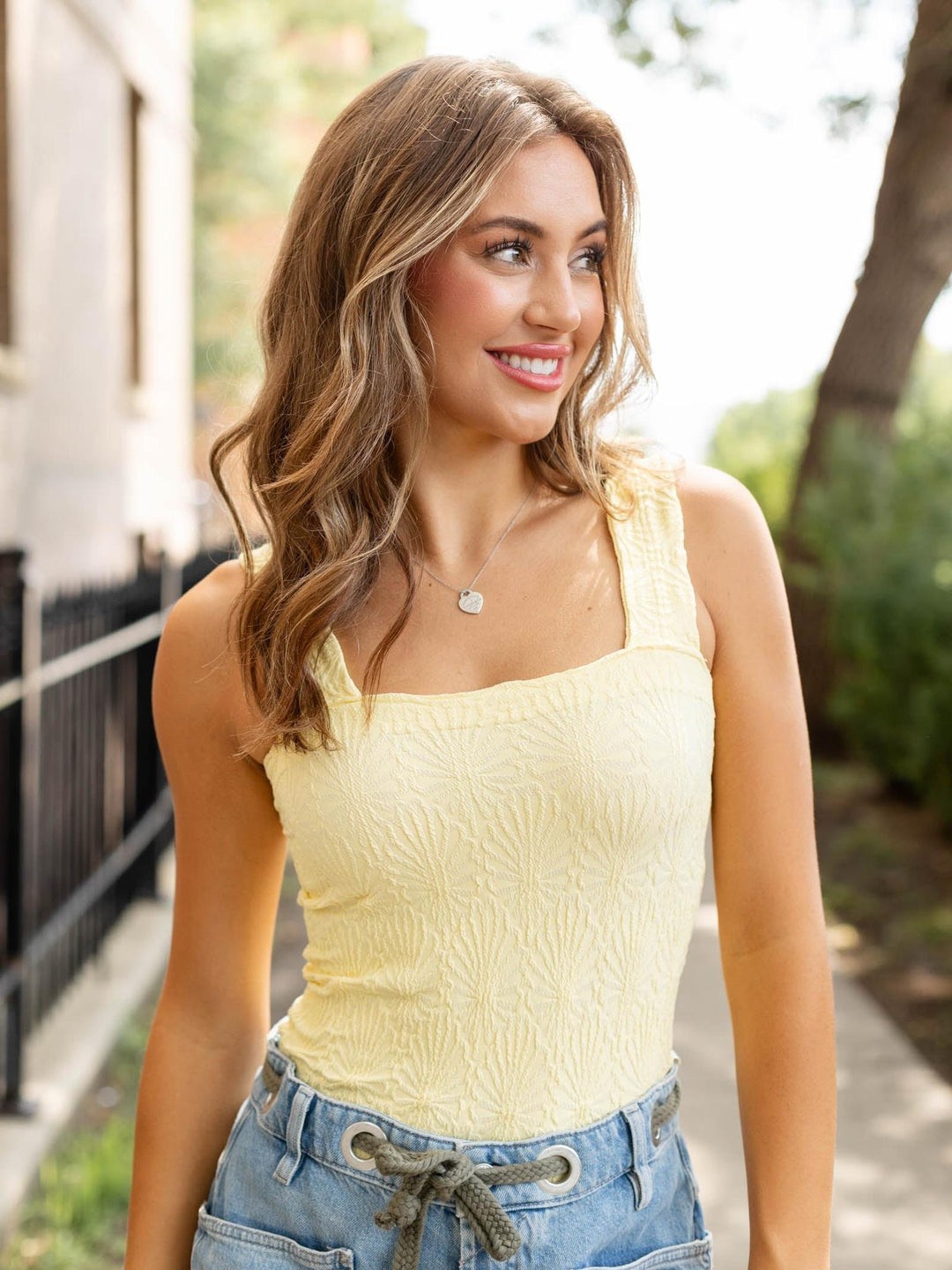 yellow textured tank