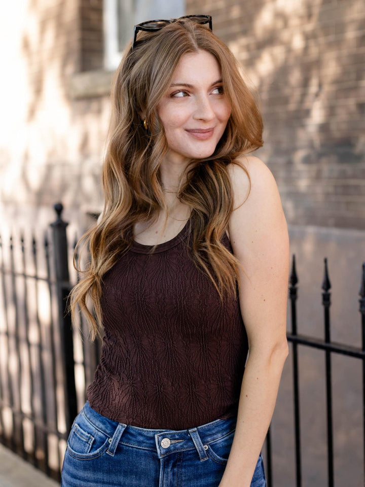 brown textured tank