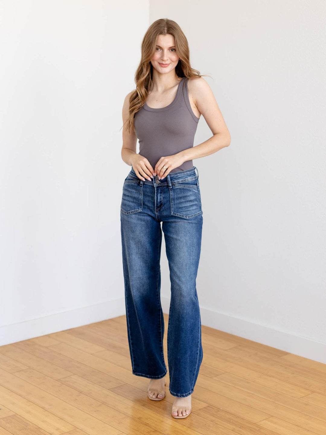 dark grey ribbed tank