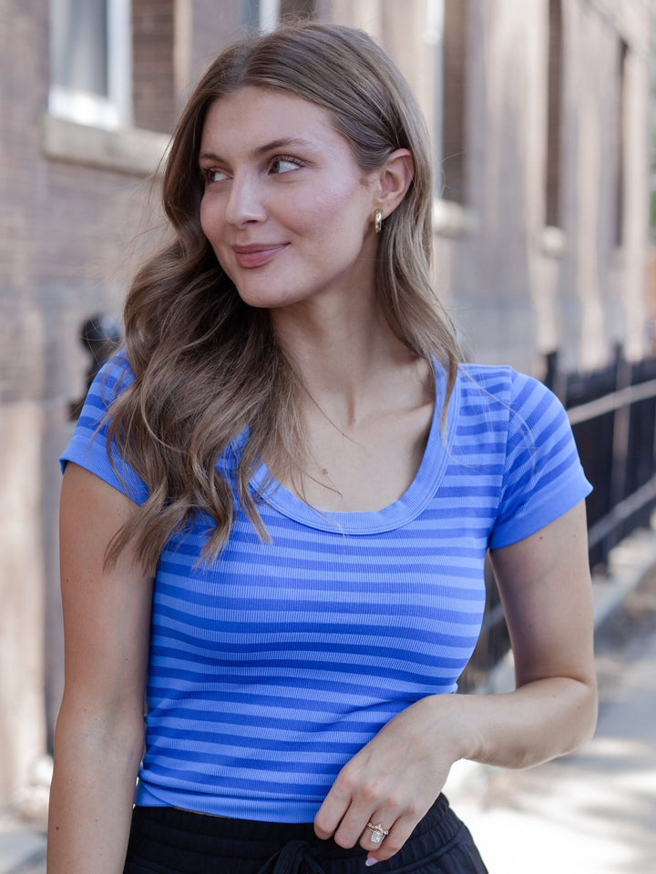 NIKIBIKI Striped Scoop Neck Top