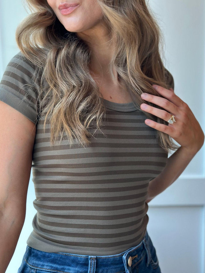 NIKIBIKI Striped Scoop Neck Top