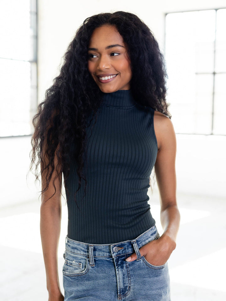 dark green high neck tank top