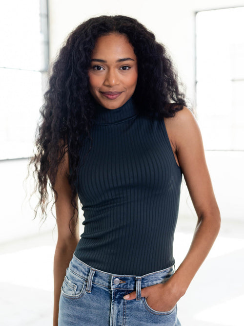 dark green high neck tank top