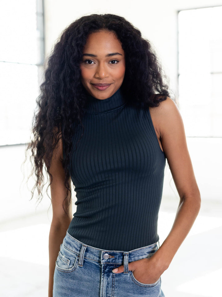 dark green high neck tank top