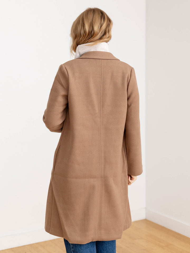 camel colored structured long coat