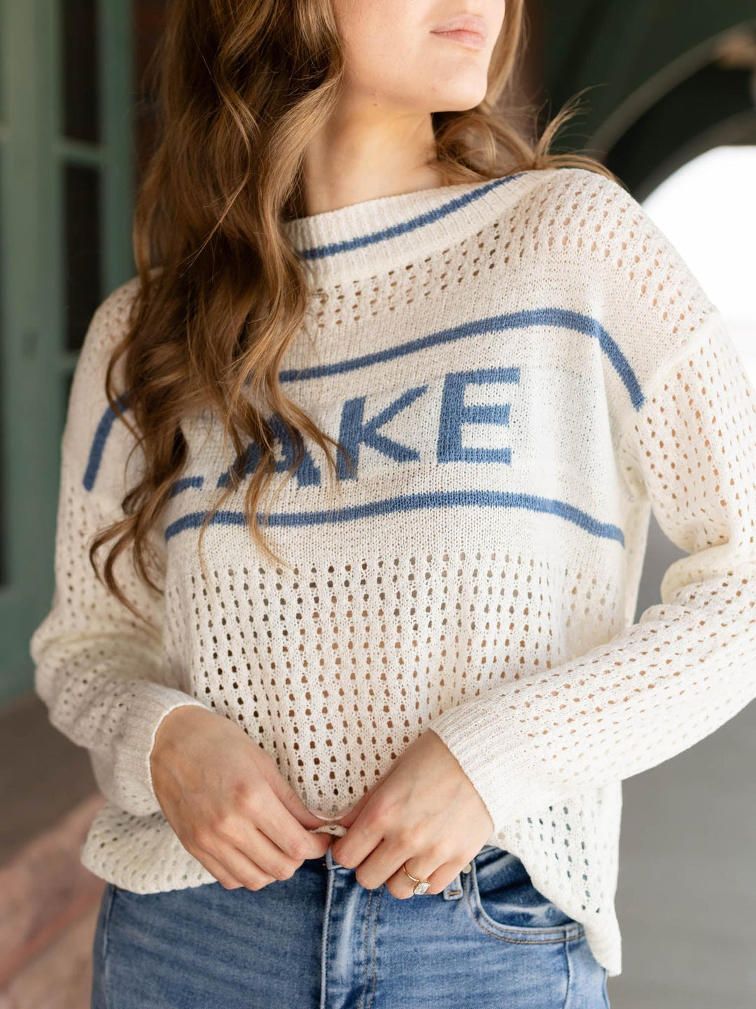 open knit lake sweater