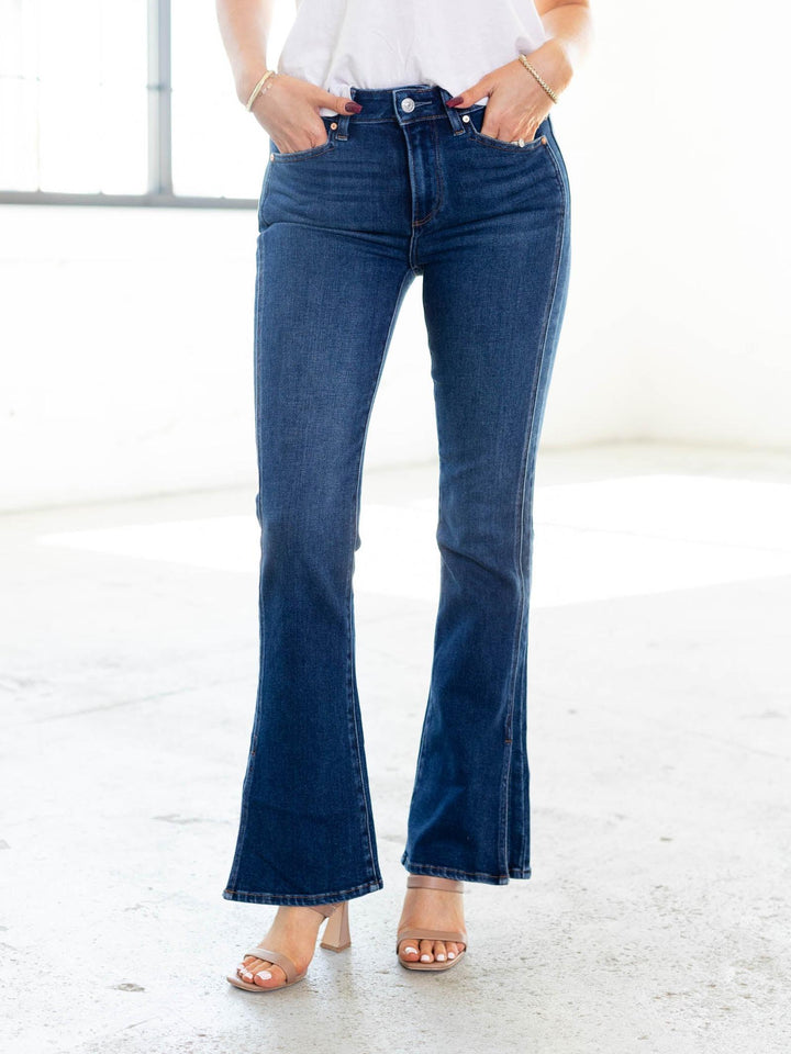 dark wash flare denim