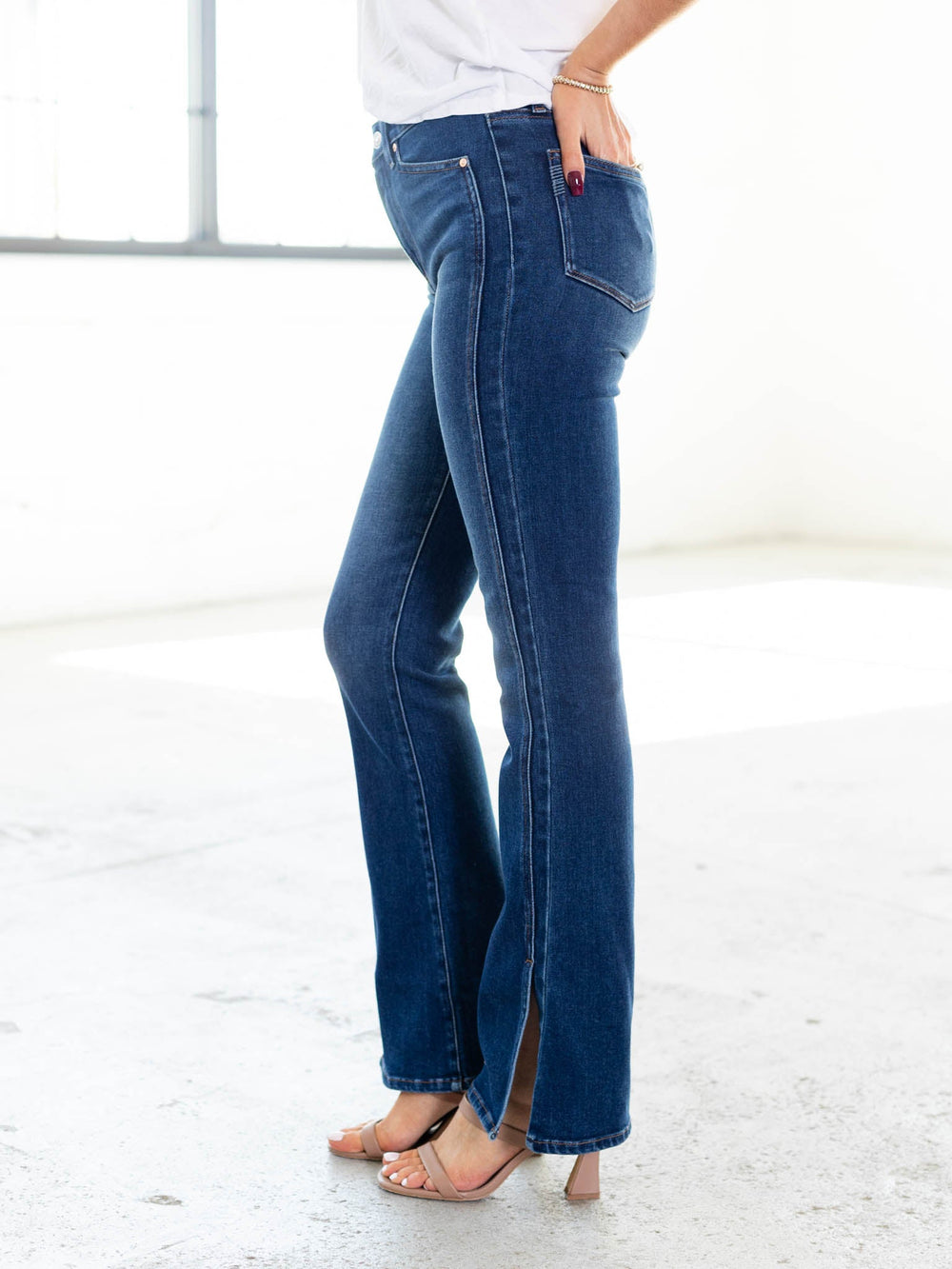 dark wash flare denim