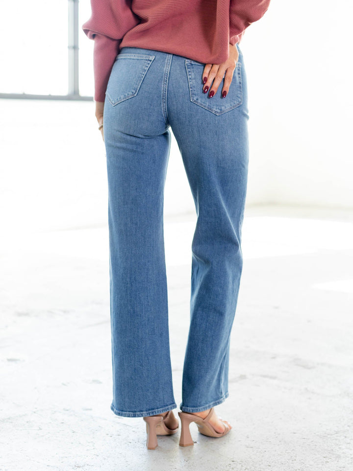 patch pocket medium wash denim